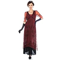 40007 Women’s 1920s Titanic Wedding Party Vintage Dress in Wine Black