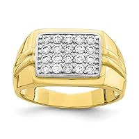 10k With Rhodium CZ Cubic Zirconia Simulated Diamond Mens Ring Size 10.00 Jewelry for Men