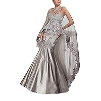Women's Sweetheart Mermaid Cape Evening Mother of The Bride Dress
