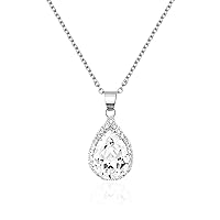 Linawe Crystal Chain Necklace for Women Trendy, Statement Diamond Pendant, Cubic Zirconia Summer Beach Boho Jewelry Set, 14K Gold/Rose Gold/Silver Birthstone Necklace