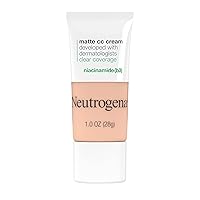 Neutrogena Clear Coverage Flawless Matte CC Cream, Full-Coverage Color Correcting Cream Face Makeup with Niacinamide (b3), Hypoallergenic, Oil Free & -Fragrance Free, Alabaster, 1 oz