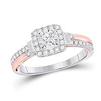 The Diamond Deal 10kt Two-tone Gold Round Diamond Halo Bridal Wedding Engagement Ring 1/2 Cttw