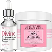 Anti Aging Skin Care Set: Glycolic Acid Peel 70% & Glycolic Resurfacing Pads - This Ultra Potent Duo Will Purify Your Skin & Eliminate Wrinkles, Acne Scarring For an Ultra Clear & Glowing Complexion