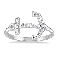 1/5 Carat TW Diamond Anchor Ring in 10K White Gold