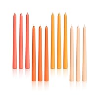 10 Inch Orange Taper Candles Set of 12 Unscented Smokeless Long Tall Tapered Candle for Candlesticks Sticks Wedding Advent Home Decor Dinner Christmas