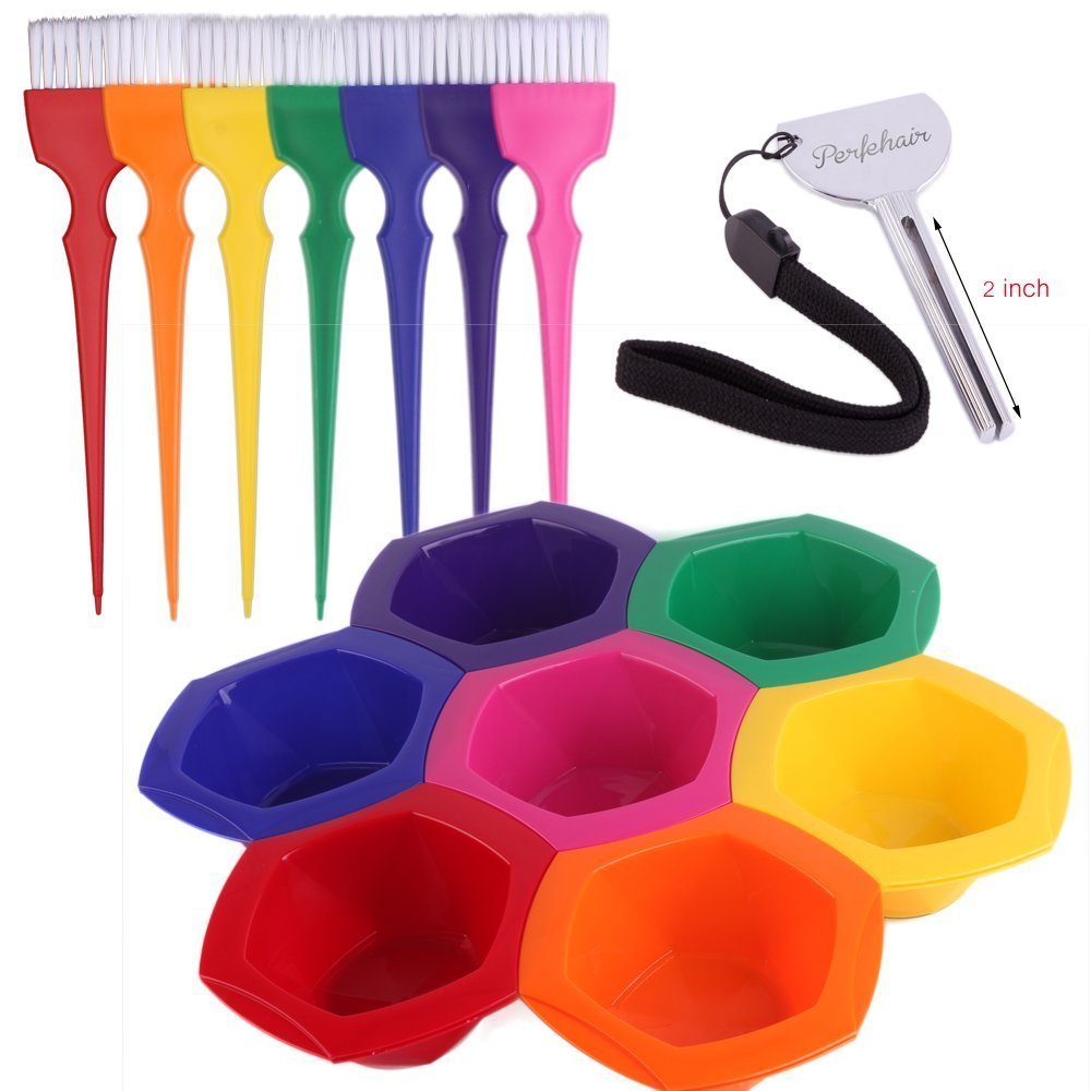 PERFEHAIR 7 Color Hair Dye Brushes and Bowls & All Purpose Chemical Capes