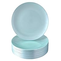 Silver Spoons DISPOSABLE DINNERWARE PLATES | Premium Reusable Plastic Dishes | 40 Salad Plates | Opulence Mint | 9'