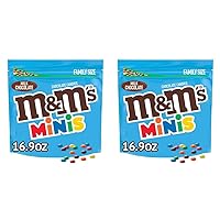 M&M'S Minis Milk Chocolate Candy, Family Size, 16.9 oz Resealable Bulk Candy Bag (Pack of 2)