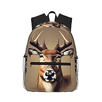 Deer Head Printing Print Backpack For Women Men, Laptop Bookbag,Lightweight Casual Travel Daypack
