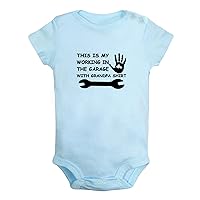 This Is My Working In The Garage With Grandpa Shirt Funny Romper Newborn Baby Bodysuit Infant Jumpsuit One-Piece Outfit