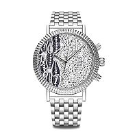 Girlsight 589 Luxury Watch, Brand, Popular, Elegant Wristwatch, For Yourself, or Relatives, Friends, Lovers, Personality Pattern Watch, Black and White Diamond Flashy Design Watch, Silver, Bracelet Type