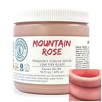 Penguin Pottery - Penguin's Choice Series - Mountain Rose - Low Fire Glaze Cone 06-04 for Low Fire Clay - Ceramic Glaze Pottery (1 Pint | 16 oz | 473 ml)