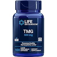 TMG 500mg, 100 Liquid Veg Caps - Trimethylglycine (Glycine Betaine) Supplement - Gluten Free, Non-GMO, Vegetarian