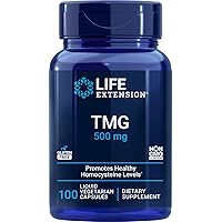 Life Extension TMG 500mg, 100 Liquid Veg Caps - Trimethylglycine (Glycine Betaine) Supplement - Gluten Free, Non-GMO, Vegetarian