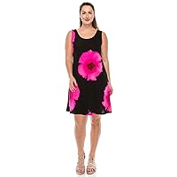 Jostar Women's Plus Size Dress – Sleeveless Print Tank Basic Stretch Casual Swing Flowy T Shirt One Piece