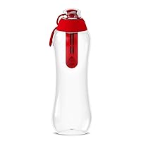 DAFI Sport Water Bottle with Filter RED | 24 oz | Personal Reusable Water Bottle, Backpacking Filter Replacement, tap Water Straw Purifier, Water for Travel | Made in Europe