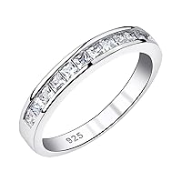 Newshe Wedding Bands Eternity Rings for Women Cubic Zirconia Princess 925 Sterling Silver Size 5-10