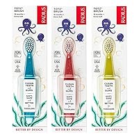 Totz Toothbrush Extra Soft Brush BPA Free & ADA Accepted Designed for Delicate Teeth & Gums for Children 18 Months & Up - Blue Coral Yellow - Pack of 3