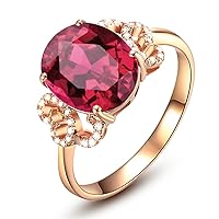 Elegant Unique Pink Tourmaline Gemstone Natural Diamond 14K Solid Rose Gold Wedding Ring Set for Lover