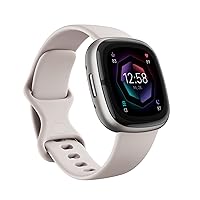 Fitbit Sense 2 Advanced Health and Fitness Smartwatch with Tools to Manage Stress and Sleep, ECG App, SpO2, 24/7 Heart Rate and GPS, Lunar White/Platinum, One Size (S & L Bands Included)