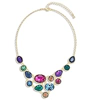 LILIE&WHITE Gold Necklaces For Women Statement Necklace With Multi Color Resin Stones Fashion Bib Necklace Gold Jewelry For Women Girls Costume Jewelry For Women