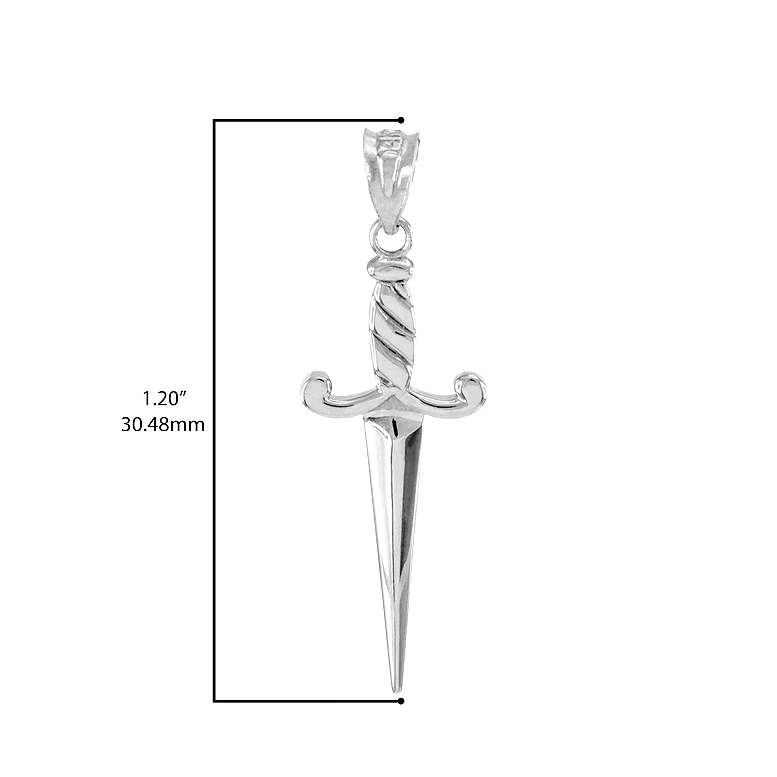 .925 Sterling Silver Dagger Charm Pendant - Pendant Only
