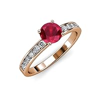 Ruby & Natural Diamond (SI2-I1, G-H) Engagement Ring 1.67 ctw 14K Rose Gold