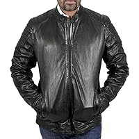 Moore Black Mens Leather Jacket | Real Sheepskin Leather Jackets for Men | Biker Motorcycle Jacket Men