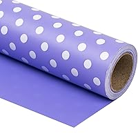 WRAPAHOLIC Reversible Wrapping Paper - Mini Roll - 17 Inch X 33 Feet - Light Purple and Polka Dot Design for Birthday, Holiday, Wedding, Baby Shower
