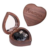 Once Upon a December Heart Shape Music Box, Wood Wind up Musical Boxes Decoration Collection Gift for Birthday Anniversary Christmas