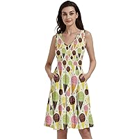CowCow Womens Knee Length Skater Dress with Pockets Sweet Costume Yummy Ice Cream Pattern Party Skater Dress,XS-5XL