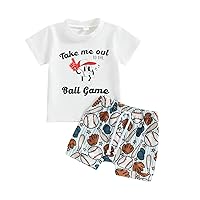Toddler Baby Boy Baseball Outfits Letters Print T Shirt Top Baseball Print Shorts Set Casual Game Day Clothes