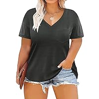 RITERA Plus Size Women's Casual Shirts Short Sleeves Tops Basic Summer Soft Blouse Dark Grey 4XL