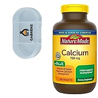 Nature Made Calcium 600 mg with Vitamin D3, Dietary Supplement for Bone Support, 220 Tablets+GabrenzPill Organizer