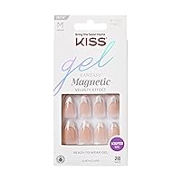 KISS Gel Fantasy, Press-On Nails, Nail glue included, North Coast', Light Silver, Medium Size, Almond Shape, Includes 28 Nails, 2G Glue, 1 Manicure Stick, 1 Mini File