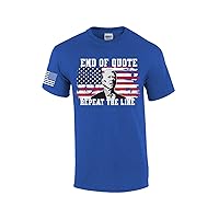 End of Quote Repeat The Line American Flag Patriotic Funny Men's Short Sleeve T-Shirt Graphic Tee with Flag Sleeve