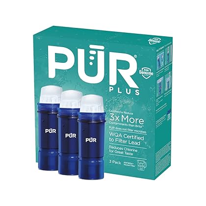 PUR PLUS Water Pitcher Replacement Filter with Lead Reduction (3 Pack), Blue – Compatible with all PUR Pitcher and Dispenser Filtration Systems