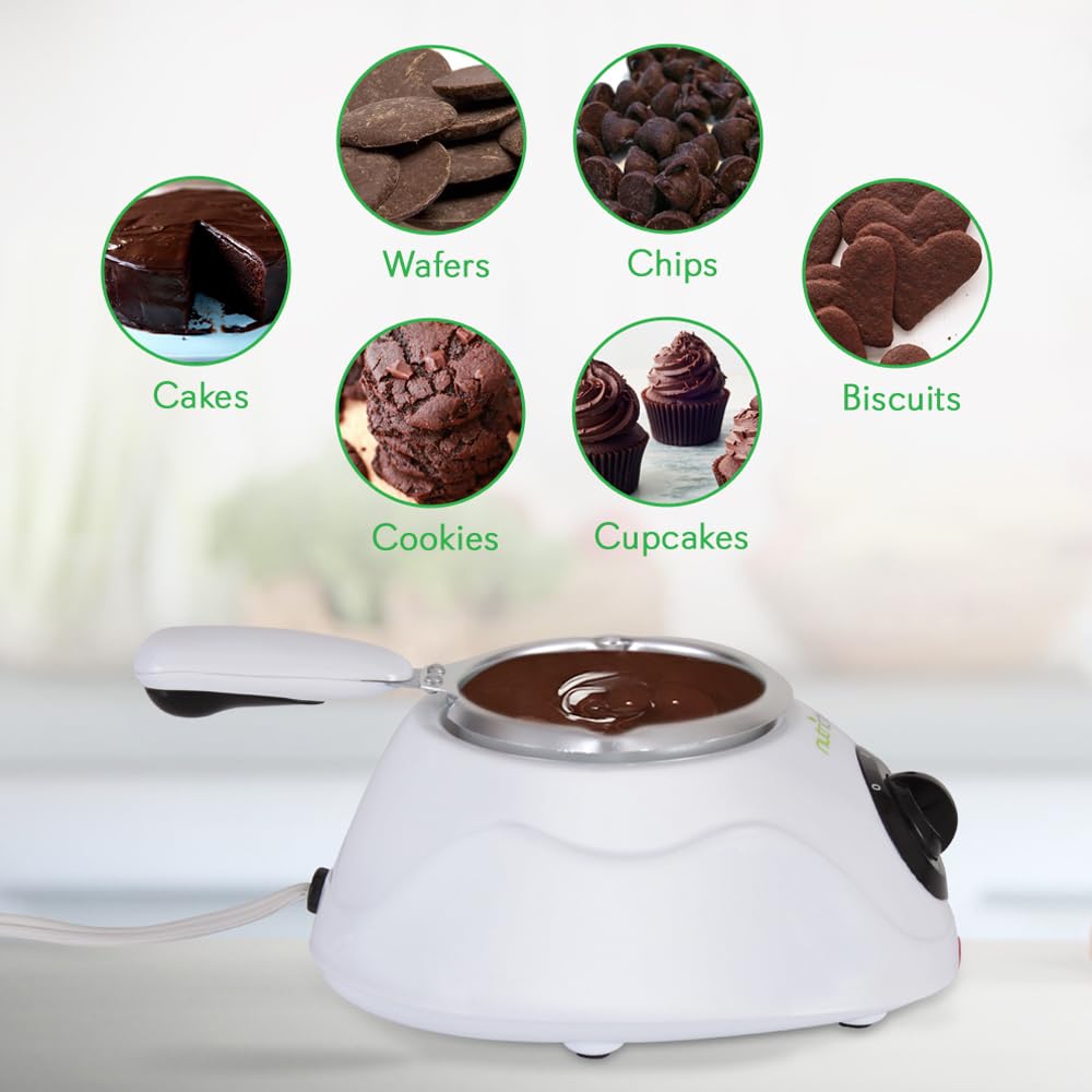 NutriChef PKFNMK14.5 Chocolate Melting Warming Fondue Pot Pot-25W Electric Machine with Keep Dipping Function & Removable Perfect, Candy, Butter & Cheese-Ideal for Parties & Dessert Lovers
