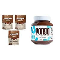 Oomph! Dark Chocolate Indulgence Chews (3 Pack) and Pongo Hazelnut Protein Spread (13oz)