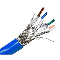 250 Feet Cat7 Bulk Ethernet 23AWG Cable Solid & Shielded (S/FTP) CMR Riser (Blue) (TR4-580SRBL-250)