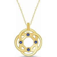 ABHI Celtic Knot Pendant Necklace for Women's & Girl's Round Cut Blue Sapphire 925 Sterling Silver 14K Gold Over