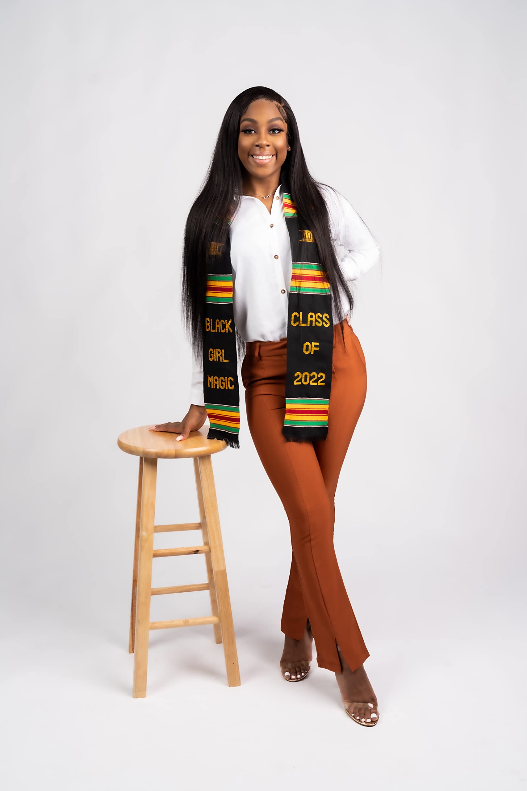 Black Girl Magic 2022 or 2023 Authentic Handwoven Kente Cloth Graduation Stole
