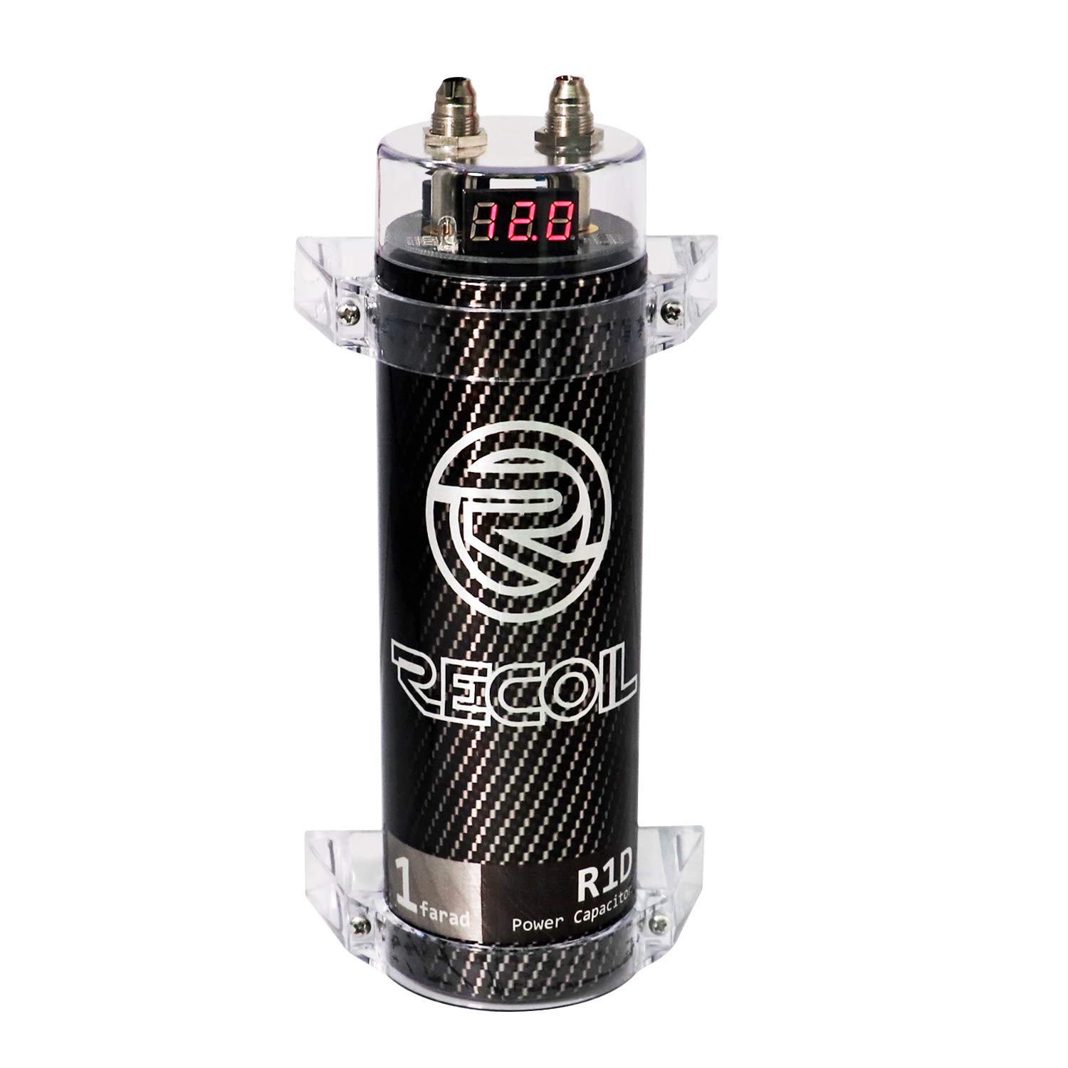 RECOIL R1D 1.0 Farad Car Audio Energy Storage Reinforcement Capacitor with Red Digital Read-Out