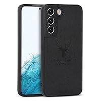 Compitable with Samsung S21 Ultra Case,Soft Leather Touch Feeling Deer Patterned TPU Shockproof Protective Case with Full Covered Camera - Black