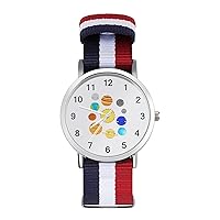 Solar System Planet Women's Watch with Braided Band Classic Quartz Strap Watch Fashion Wrist Watch for Men