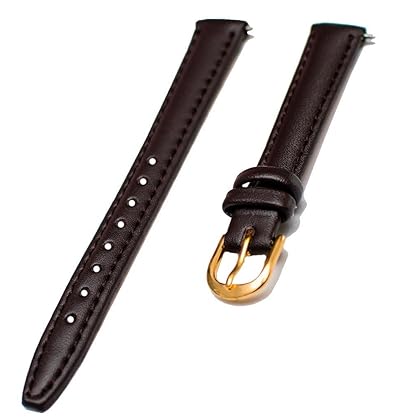 Voguestrap TX48412BRN Comfort Strap 12mm Women's Dark Brown Padded Stitched Calfskin Leather Watchband