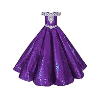 Mollybridal 2024 Glitter Sequined Patterned Ball Gown Boho Off Shoulder Mini Quinceanera Prom Dresses for Little Girls