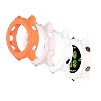 Compatible TPU Protective Cover Cases Anti-Scratch Bezel Protector Replacement for Garmin Forerunner 255S,255S Music Smartwatch 41mm White+Pink+Orange