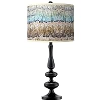 Marble Jewel Modern Black Finish Table Lamp with Print Shade