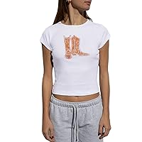 Y2k Fruit Print T Shirt Graphic Crop Top Women Teen Girl Short Sleeve Slim Fit Summer Vintage Aesthetic Baby Tee